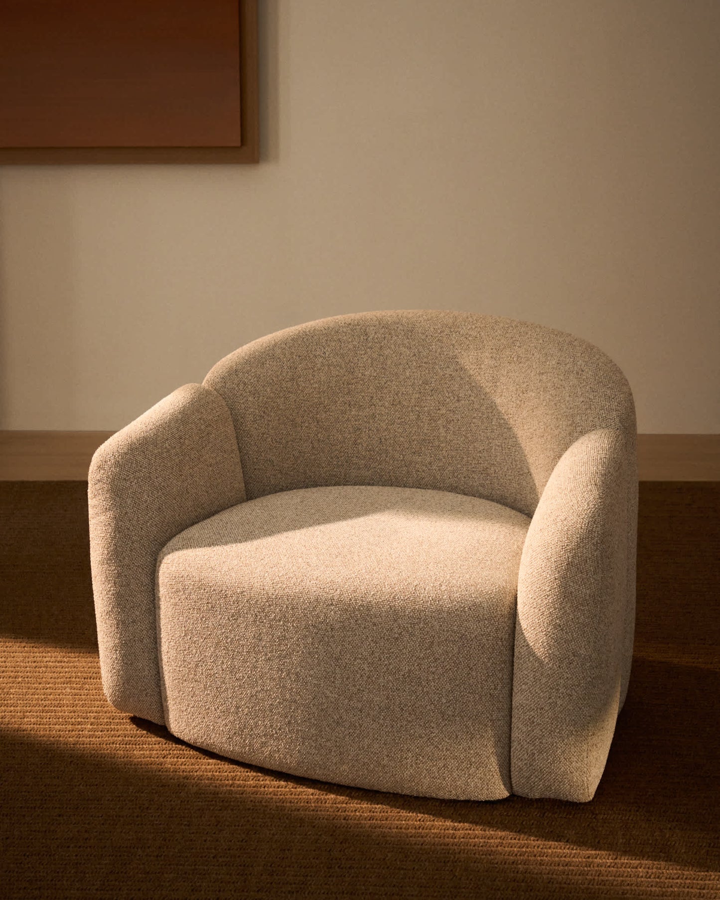 Poltrona Corvena in ciniglia beige FSC Mix Credit 98 cm