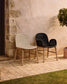 Sedia Alipa con braccioli in legno massiccio di acacia e corda grigio scuro