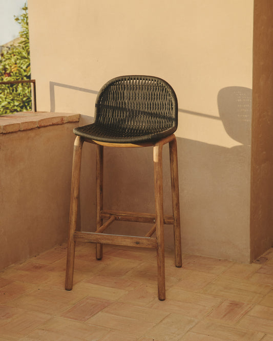 Sgabello Alipa in legno massiccio di acacia e corda grigio scuro 75 cm FSC 100%