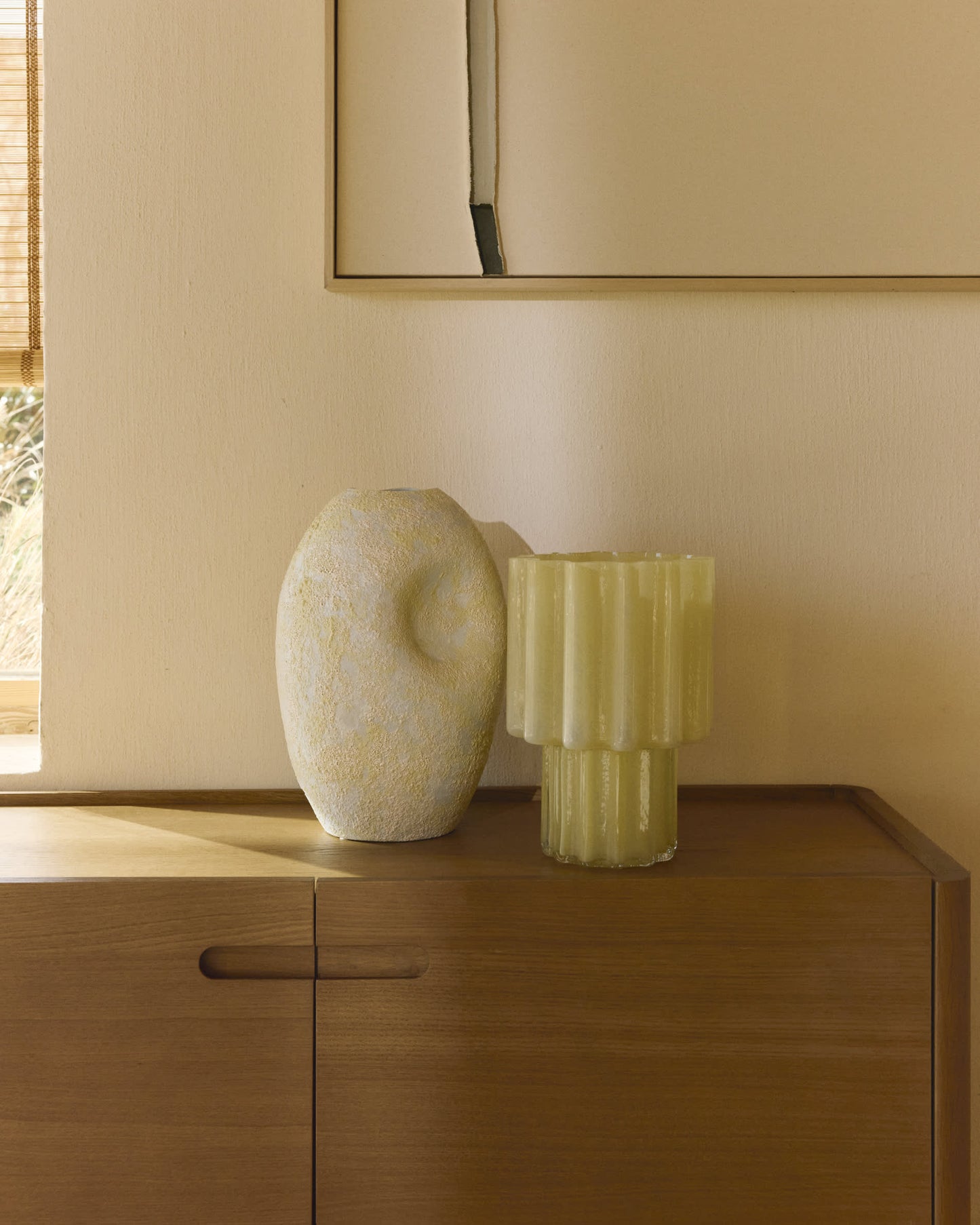 Vaso Medira in ceramica ecrù e gialla 32,5 cm
