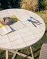 Tavolo rotondo Tella in acciaio zincato tortora e piastrelle beige Ø 120 cm