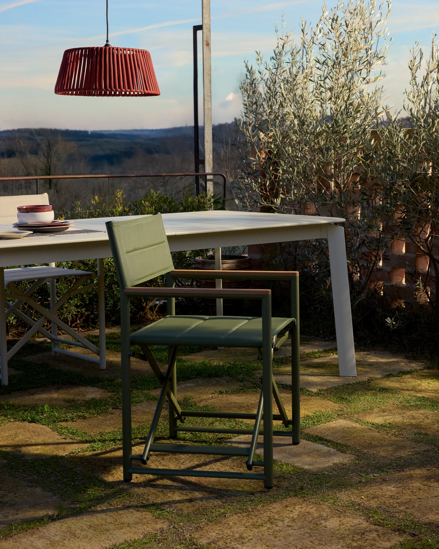 Paralume per lampada da soffitto Aldet in corda piatta color terracotta Ø 46 cm