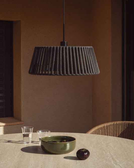 Paralume per lampada da soffitto Aldet in corda piatta nera Ø 46 cm