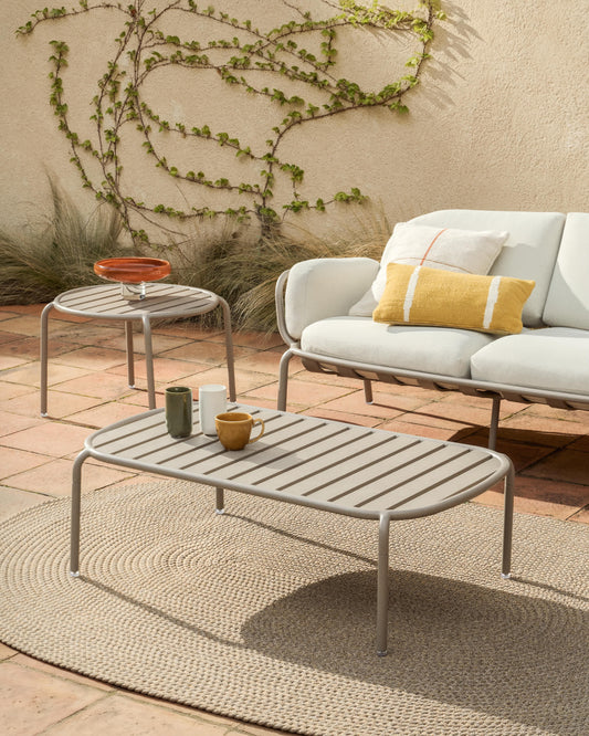 Tavolino per esterni Joncols in alluminio verniciato tortora Ø 113 x 65 cm