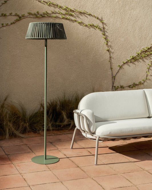 Piantana solare per esterni Aldet in corda piatta con base in metallo verde Ø 46 cm