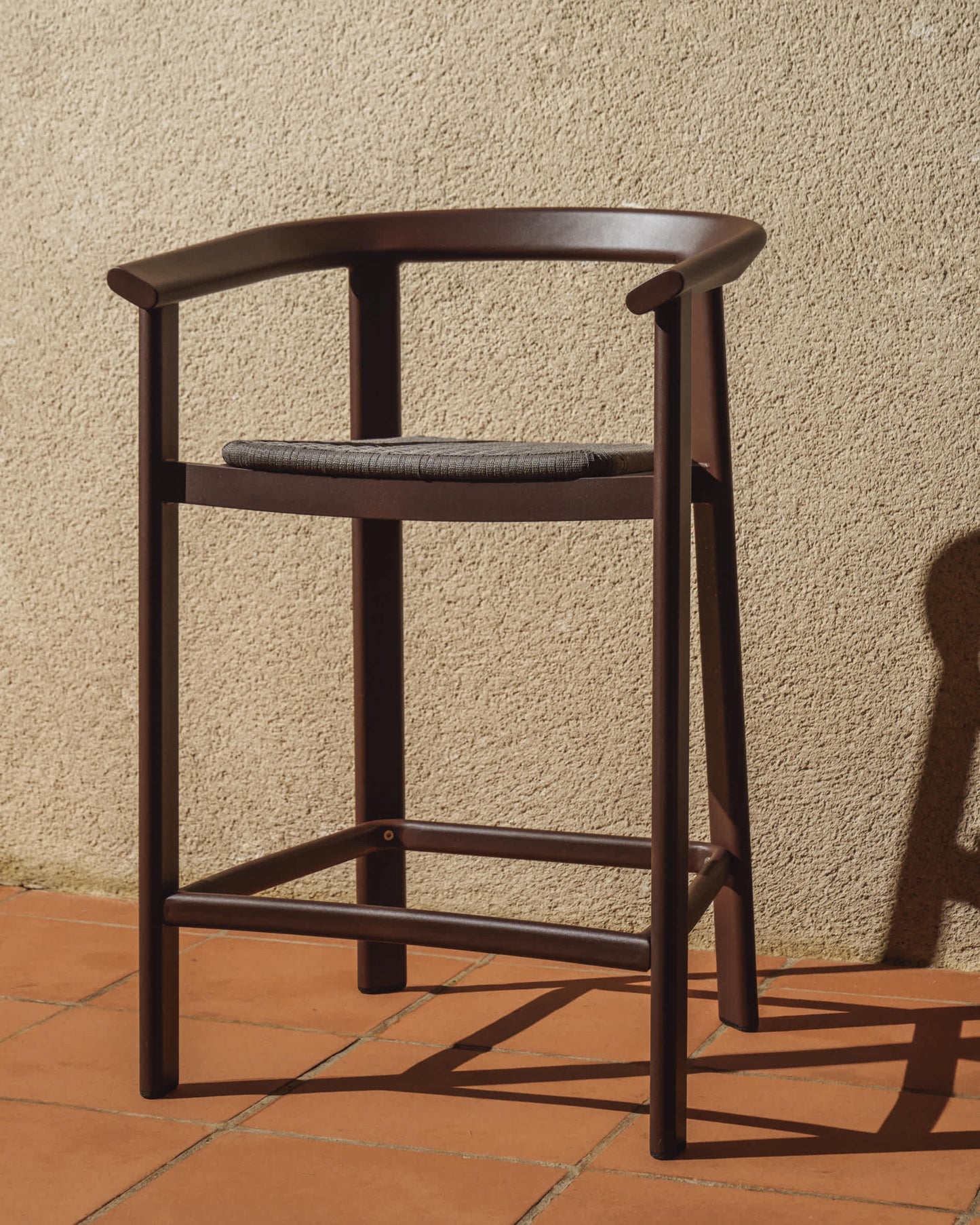 Sgabello Erice in alluminio e corda marrone 65 cm