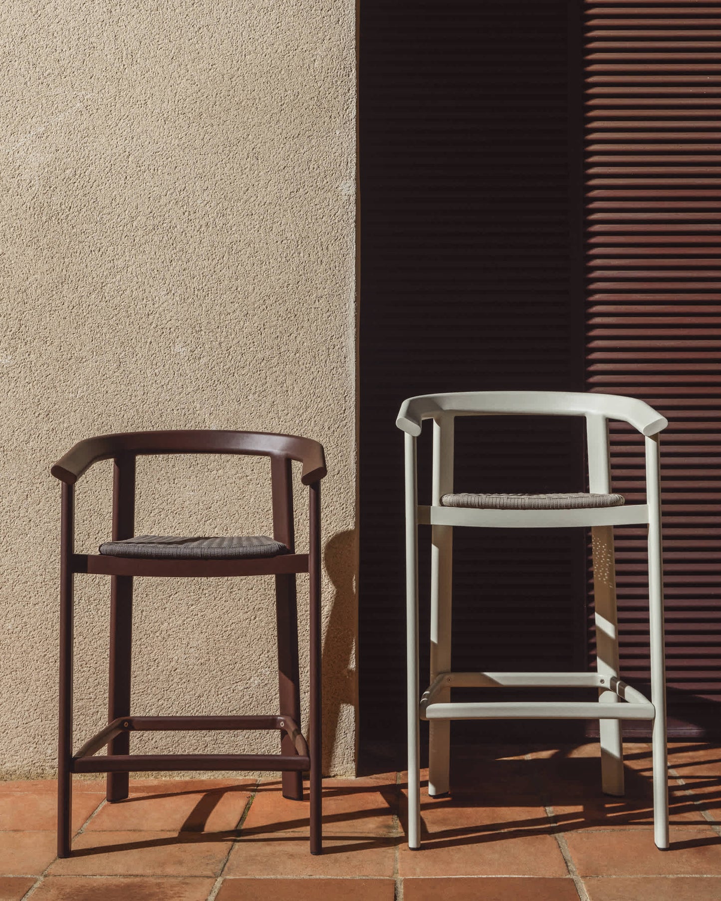 Sgabello Erice in alluminio e corda marrone 65 cm