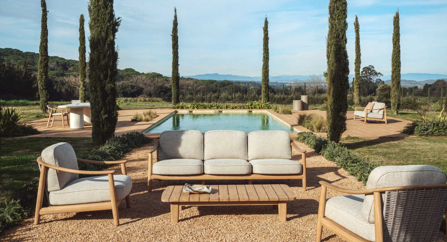 Divano 2 posti da esterno Elunda in teak massiccio FSC 100% 149 cm