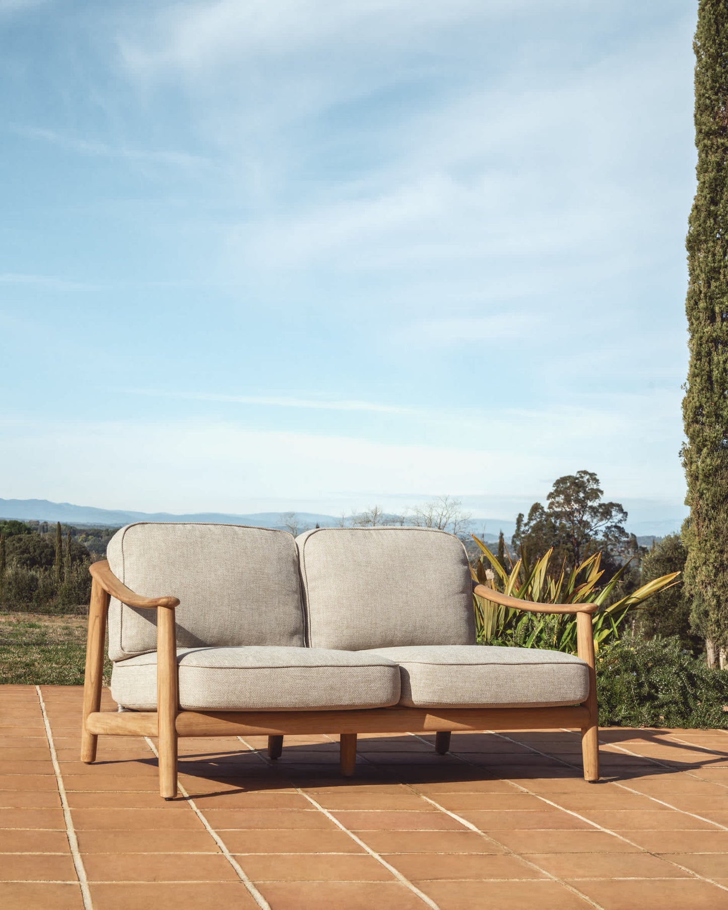 Divano 2 posti da esterno Elunda in teak massiccio FSC 100% 149 cm