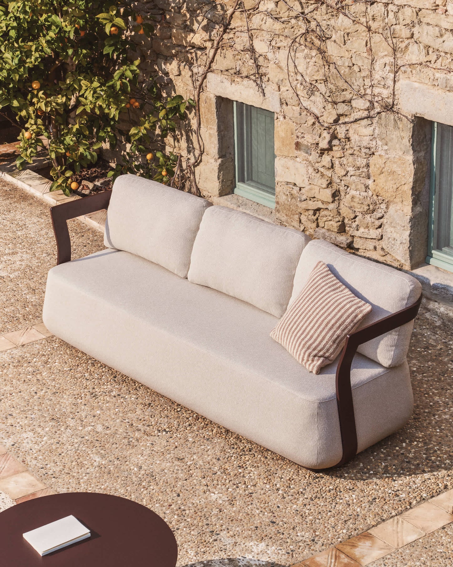 Divano Tamaris 3 posti in alluminio marrone 217 cm