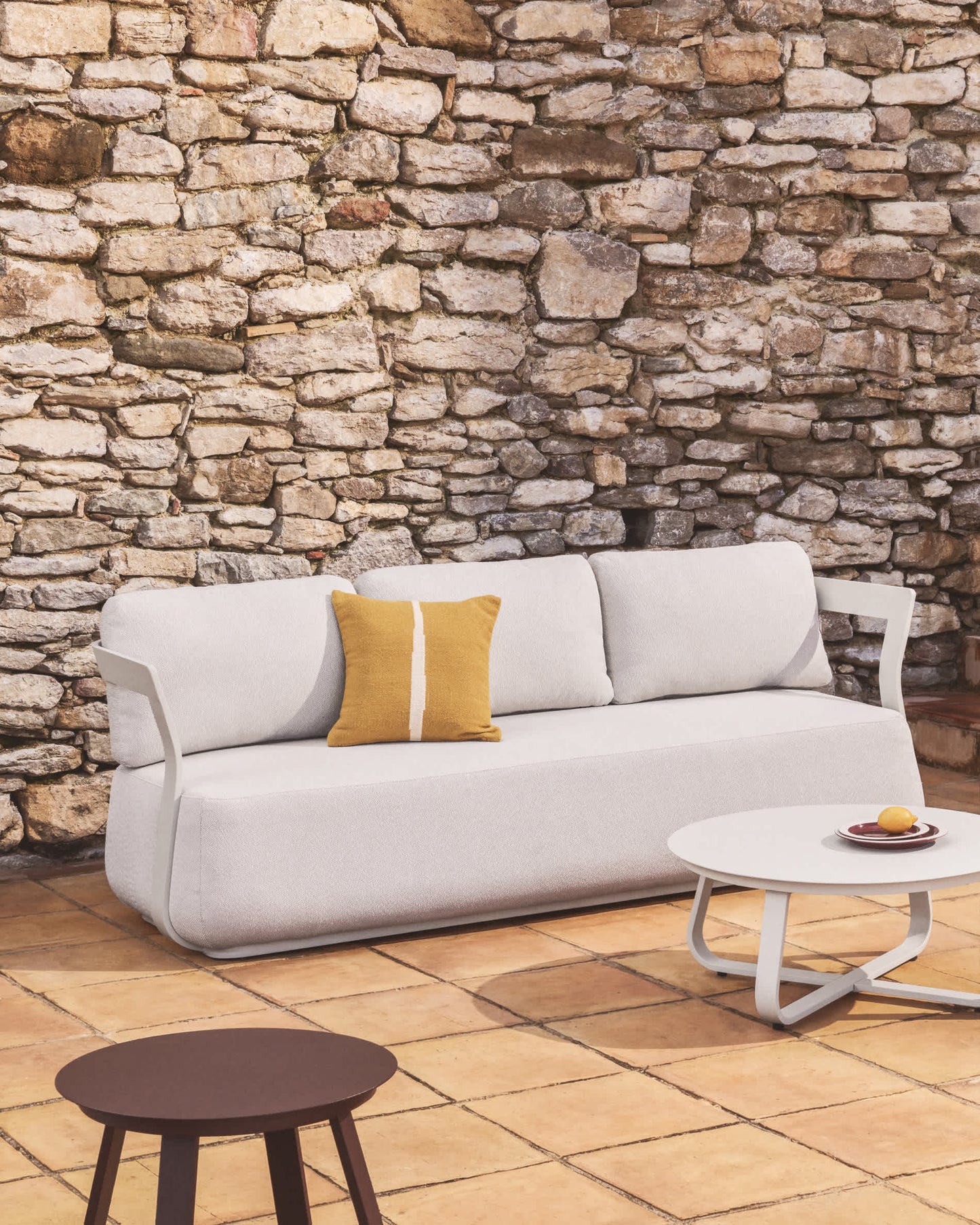 Divano Tamaris 3 posti in alluminio écru 217 cm
