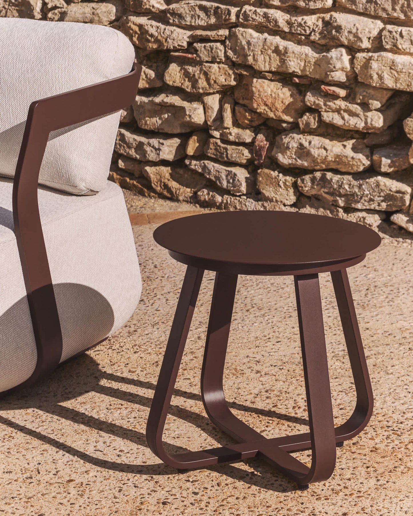 Tavolino da appoggio per esterno Tamaris in alluminio marrone Ø 48 cm