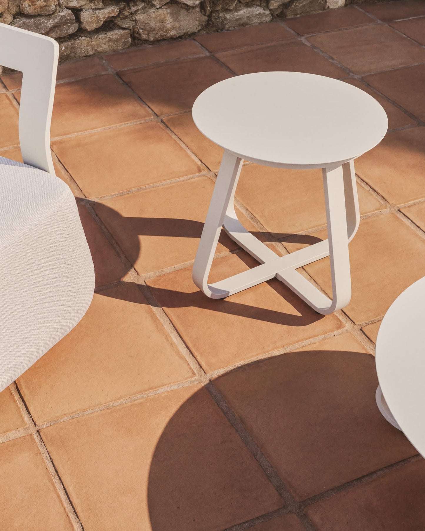 Tavolino da appoggio per esterno Tamaris in alluminio ecru Ø 48 cm