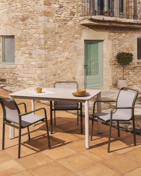 Tavolo Anafi in pietra sinterizzata e alluminio beige 180 x 90 cm