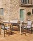 Sedia impilabile da esterno Luri in alluminio verde e texteline beige
