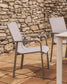 Sedia impilabile da esterno Canea in texteline beige e alluminio color tortora