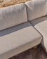 Set Nerano con divano angolare 5 posti e tavolino in vetro temperato e alluminio taupe