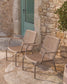Poltrona impilabile Salis in alluminio tortora e corda sintetica beige