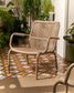Poltrona impilabile Salis in alluminio tortora e corda sintetica beige