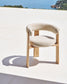 Sedia da esterno Granite a 3 gambe beige con gambe in legno massiccio di teak finitura tono naturale FSC 100%