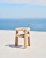 Sedia da esterno Granite a 3 gambe beige con gambe in legno massiccio di teak finitura tono naturale FSC 100%