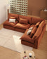 Divano angolare modulare sfoderabile Anarela 4 posti in 100% lino terracotta 287 x 197 cm / 197 x 287 cm FSC Mix Credit