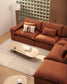 Divano angolare modulare sfoderabile Anarela 6 posti in 100% lino terracotta 347 x 307 cm FSC Mix Credit