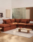 Divano angolare modulare sfoderabile Anarela 6 posti in 100% lino terracotta 307 x 347 cm FSC Mix Credit