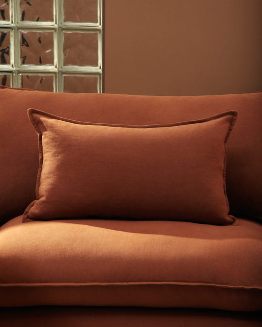 Divano modulare sfoderabile Anarela 5 posti in 100% lino color terracotta 330 cm FSC Mix Credit