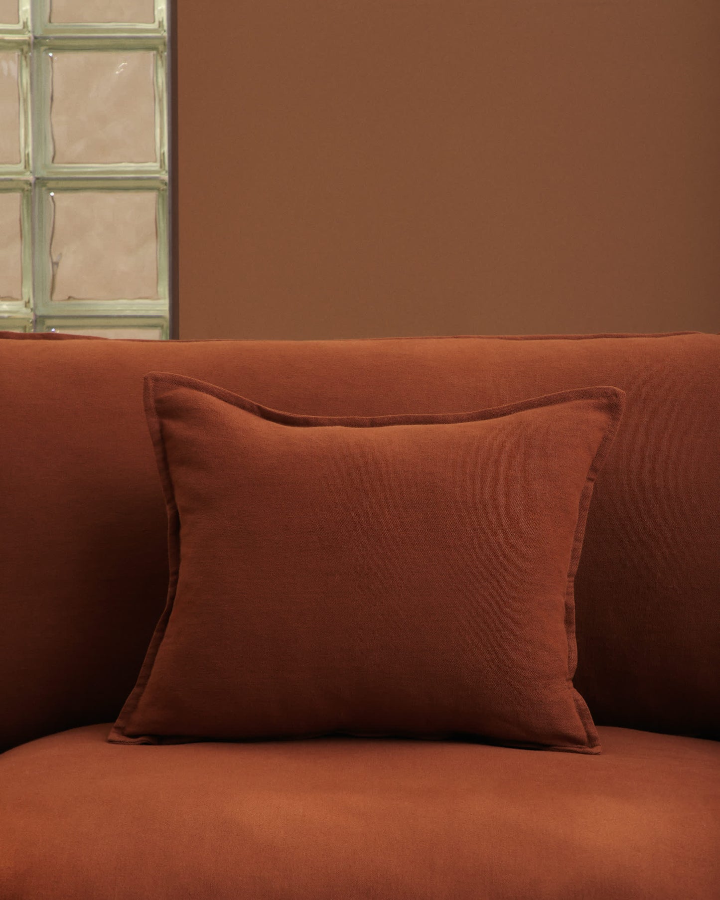 Poltrona sfoderabile Anarela in 100% lino terracotta 90 cm FSC Mix Credit