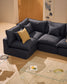 Divano angolare modulare sfoderabile Anarela 4 posti in lino e viscosa grigio scuro 287 x 197 cm / 197 x 287 cm FSC Mix Credit