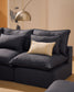 Divano angolare modulare sfoderabile Anarela 6 posti in lino e viscosa grigio scuro 327 x 217 cm / 217 x 327 cm FSC Mix Credit