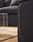 Poggiapiedi sfoderabile Anarela con cuscino in lino e viscosa grigio scuro 80 x 80 cm FSC Mix Credit