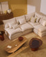 Divano angolare modulare sfoderabile Anarela 4 posti in lino e viscosa beige 287 x 197 cm / 197 x 287 cm FSC Mix Credit
