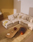 Divano angolare modulare sfoderabile Anarela 4 posti in lino e viscosa beige 287 x 307 cm FSC Mix Credit
