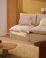 Divano modulare sfoderabile Anarela 3 posti in lino e viscosa beige 220 cm FSC Mix Credit