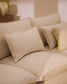 Divano modulare sfoderabile Anarela 5 posti in lino e viscosa beige 370 cm FSC Mix Credit