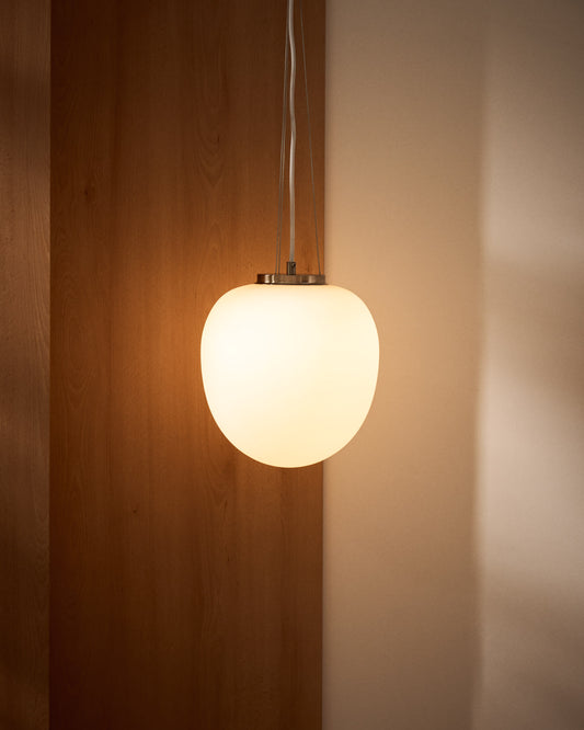 Lampada da soffitto Ardali in vetro fumé e acciaio con finitura spazzolata Ø 25 cm