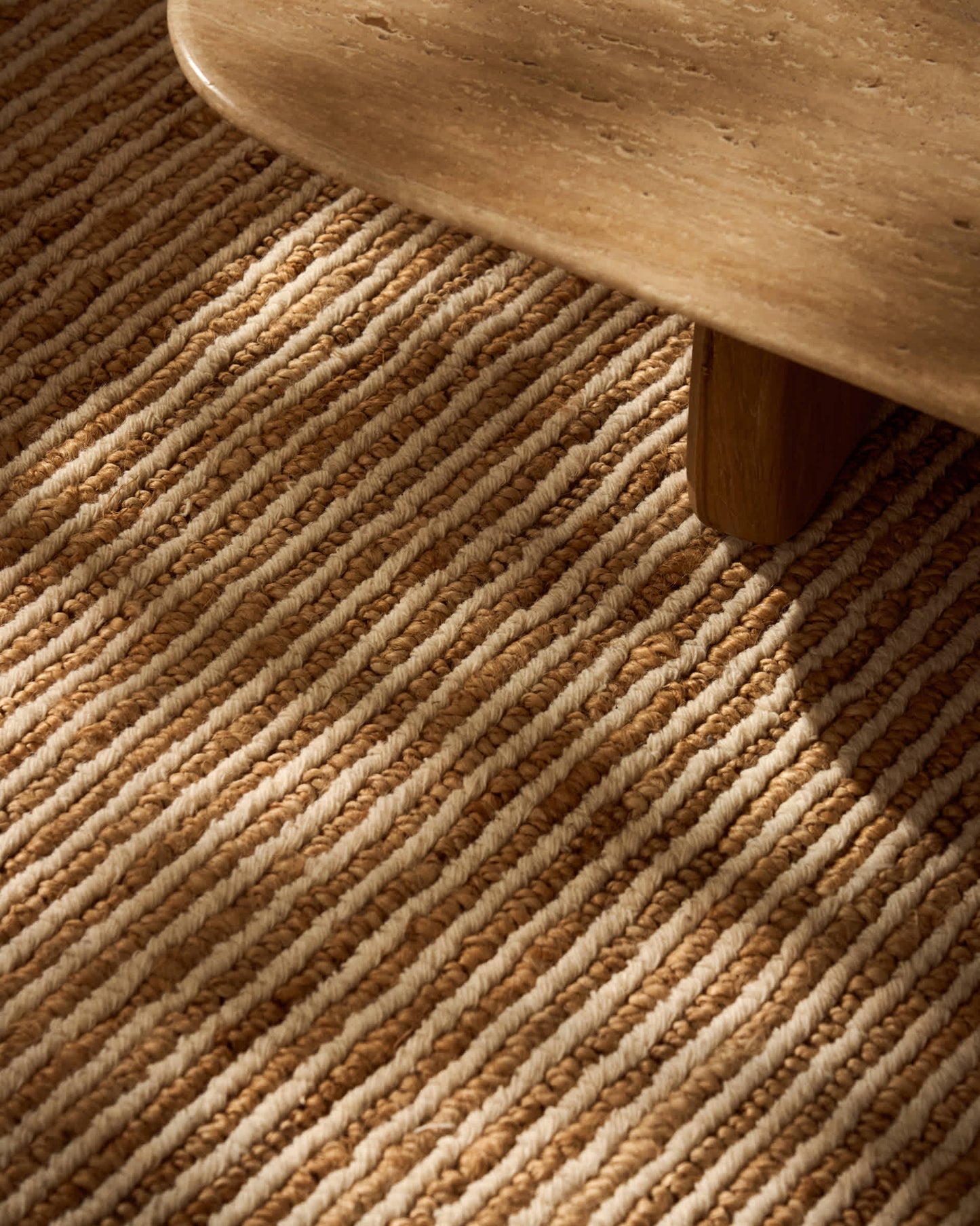 Tappeto Derule in iuta e lana beige 230 x 160 cm