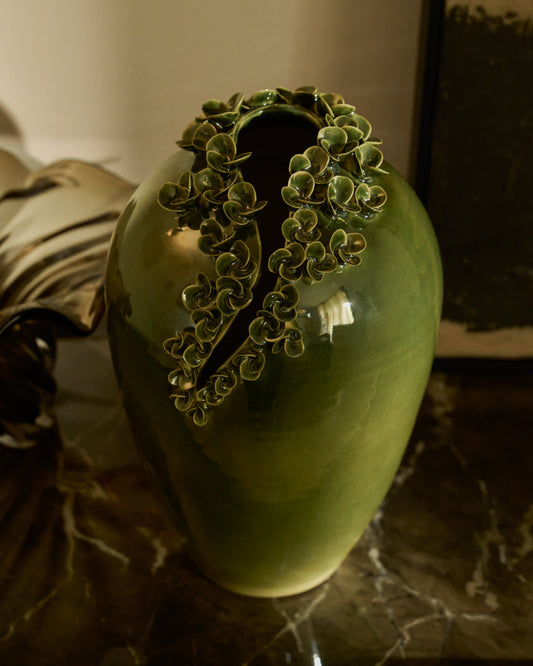 Vaso Ederia in ceramica verde oliva 33 cm