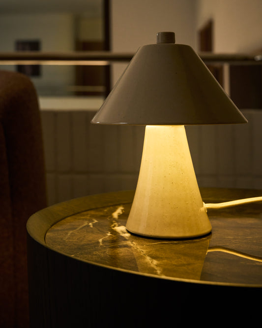 Lampada da tavolo Ceren in ceramica beige 21 cm