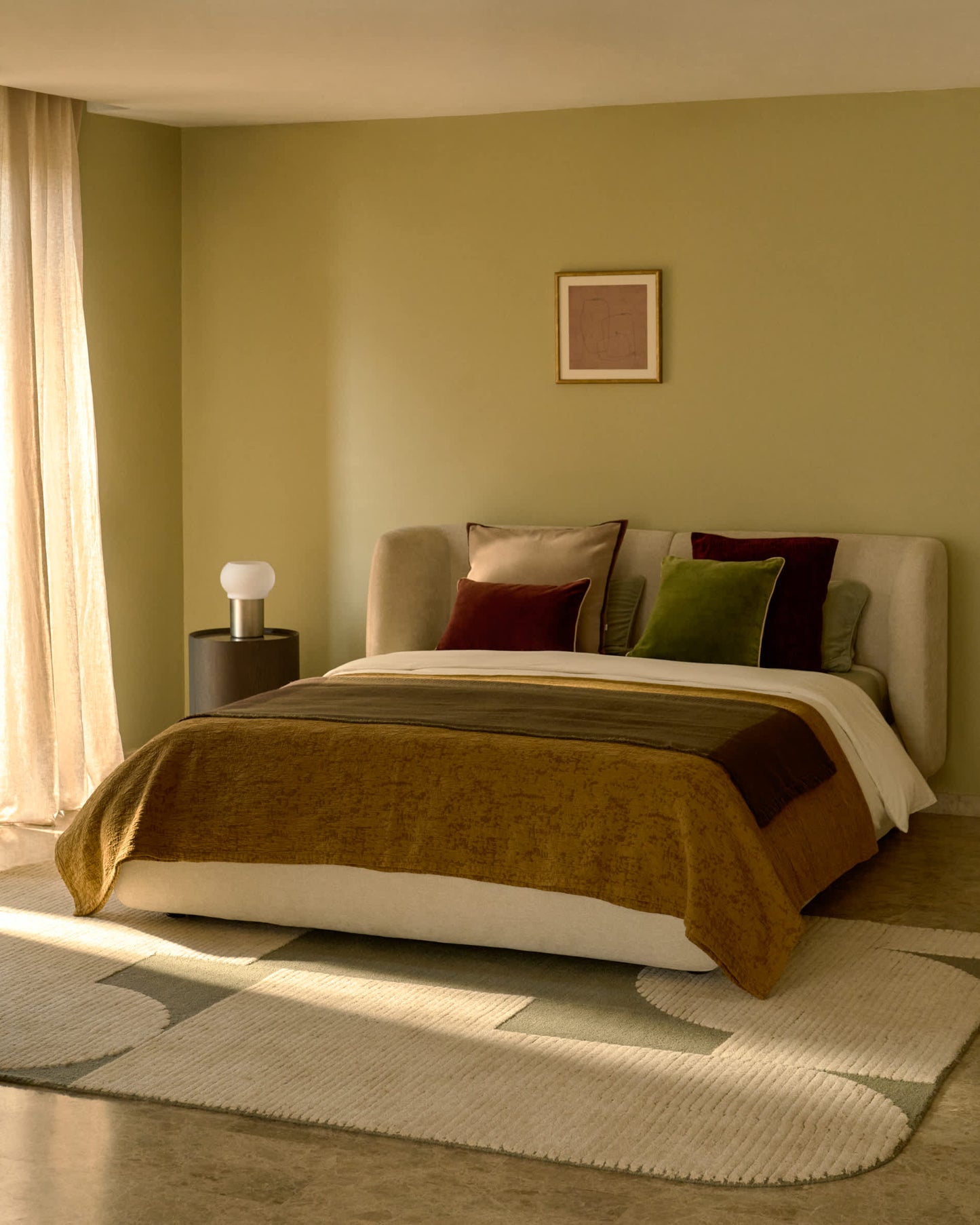 Letto sfoderabile con letto contenitore Nerla in ciniglia beige per materasso da 160 x 200 cm