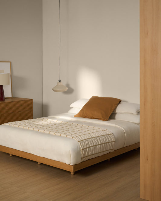 Base Norlen in impiallacciato di rovere con finitura naturale per materasso da 160 x 200 cm FSC Mix Credit