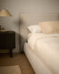 Letto Elerio in ciniglia écru per materasso da 160 x 200 cm