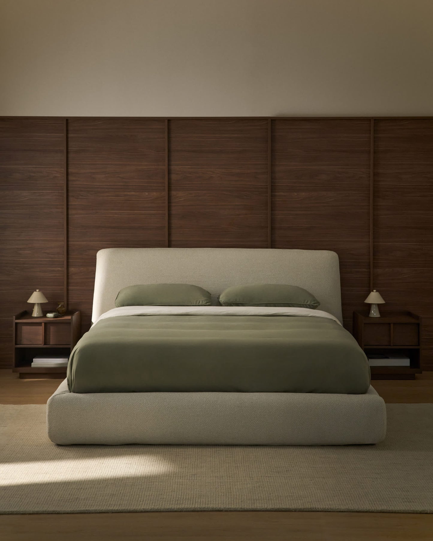 Letto sfoderabile con rete sollevabile Martina in ciniglia écru per materassi 160 x 200 cm