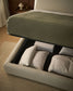 Letto sfoderabile con rete sollevabile Martina in ciniglia écru per materassi 90 x 200 cm