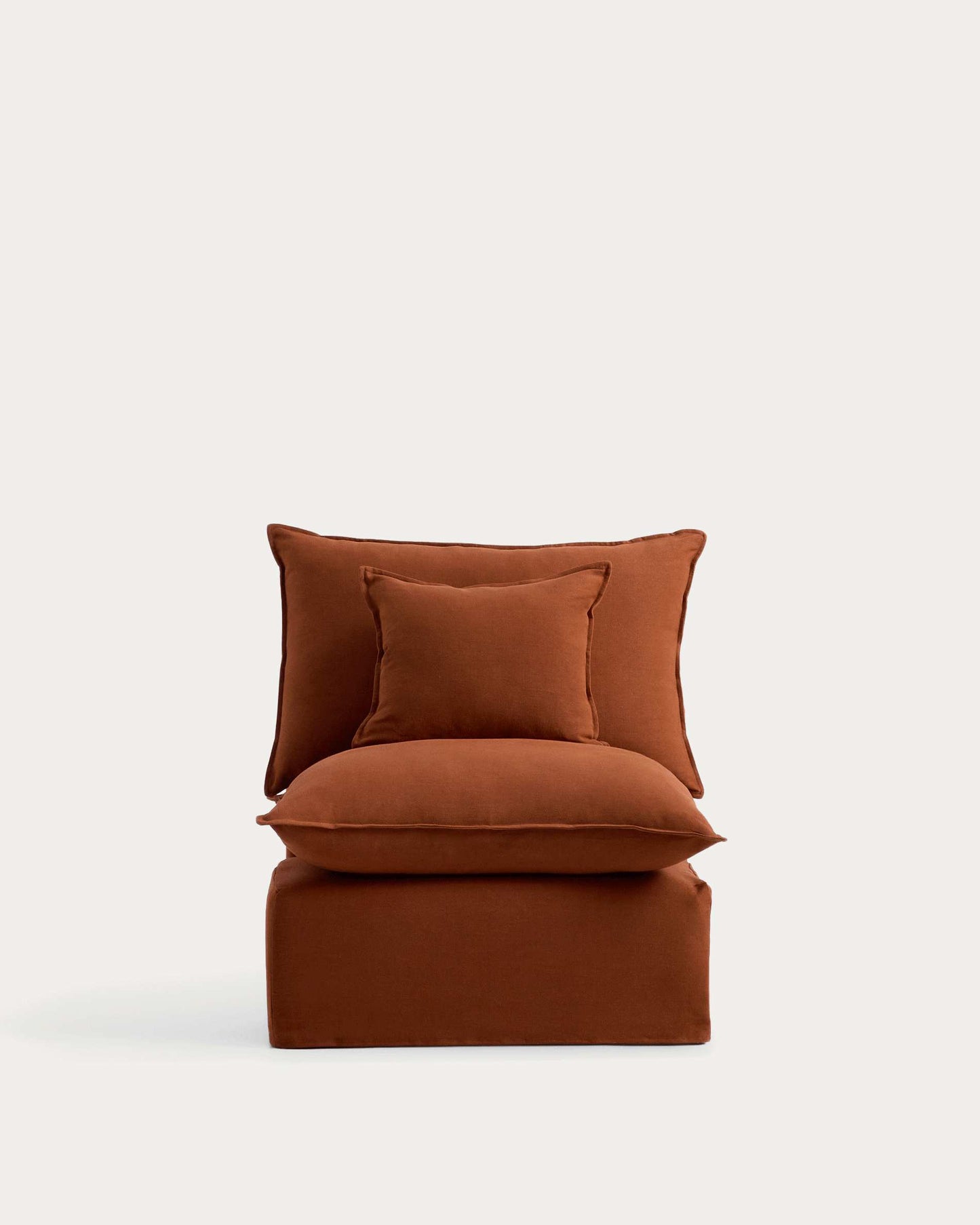 Divano sfoderabile Anarela 2 posti in 100% lino color terracotta 240 cm FSC Mix Credit