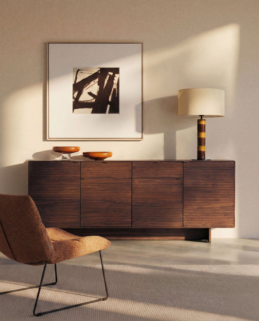 Credenza Norlen 4 ante e 2 cassetti in impiallacciato di noce 194,5 x 78 cm