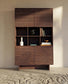 Credenza alta Norlen 4 ante in impiallacciato di noce 100 x 163 cm