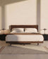 Letto Norlen in impiallacciatura di noce con finitura scura e luce LED per materasso 180 x 200 cm